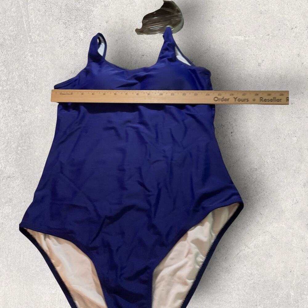 Womens Size Large Navy Blue One Piece Swimsuit Scoop Neck Swimwear - Picture 6 of 7